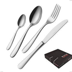 Set di posate 75 pezzi Beta in confezione regalo, 18.10 (AISI304), spessore 4mm, finitura inox lucido a specchio