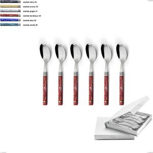 Confezione a libro 6 pezzi cucchiaini caff� boheme, Acciaio inox (Aisi 304) ghiera incisa con decoro classico e finitura argentata