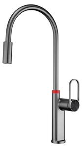 Rubinetto da cucina ad alta pressione con beccuccio girevole a 360° e finitura grigio gunmetal