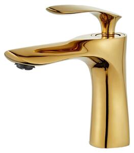 Miscelatore monocomando per lavabo, finitura oro, cromo, ottone, attacco filettato 3/8"