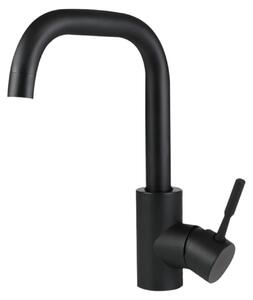 Miscelatore per lavabo da bagno, nero opaco, acciaio inossidabile, girevole a 360°