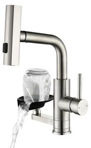 Miscelatore da cucina estraibile, argento, con 3 tipi di getto, display LED per la temperatura
