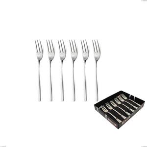 Confezione vetrina 6 pezzi forchettine dolce celine, Acciaio inox Aisi 304 lucido, spessore 4.5 mm