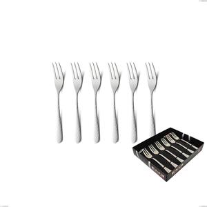 Confezione vetrina 6 pezzi forchettine dolce cortina, Acciaio inox (Aisi 304) acciaio martellato lucido