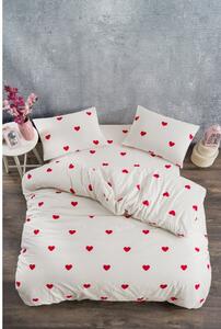 Biancheria da letto matrimoniale color panna in cotone Renforcé con un lenzuolo 4 pezzi 200x220 cm Mini Hearts - Mila Home
