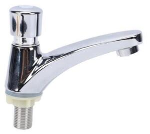 Rubinetto per lavabo, cromato, a chiusura automatica e a risparmio idrico