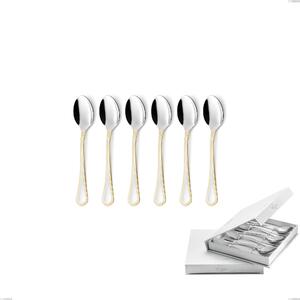 Confezione a libro 6 pezzi cucchiaini caff� Domus Oro, acciaio 18-10, oro 24 carati lucido, spessore 3 mm