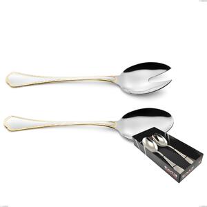 Confezione vetrina 2 pezzi insalata Domus Oro, acciaio 18-10, oro 24 carati lucido, spessore 3 mm