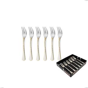Confezione vetrina 6 pezzi forchettine dolce Domus Oro, acciaio 18-10, oro 24 carati lucido, spessore 3 mm