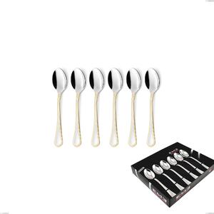 Confezione vetrina 6 pezzi caff� Domus Oro, acciaio 18-10, oro 24 carati lucido, spessore 3 mm