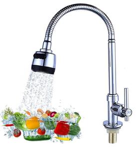 Rubinetto da cucina per acqua fredda, girevole a 360°, con aeratore e filtro multistrato, realizzato in ABS, lega di zinco e acciaio inossidabile