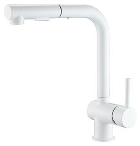 Miscelatore da cucina estraibile con doccetta, girevole a 360°, monocomando, con controllo separato dell'acqua fredda e calda, 2 tipi di getto, colore bianco