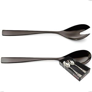 Confezione vetrina 2 pezzi insalata EtoIle PVD Black, Acciaio 18/10 lucido, spessore 4 mm, PVD black