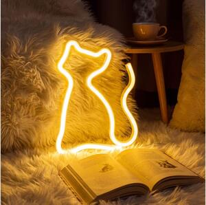 Decorazione da tavolo a neon LED a forma di gatto LED/2W/3xAA USB