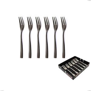 Confezione vetrina 6 pezzi forchettine dolce EtoIle PVD Black, Acciaio 18/10 lucido, spessore 4 mm, PVD black