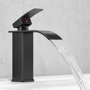 Rubinetto per lavabo a cascata, acciaio inossidabile cromato, nero, con tubi da 60 cm