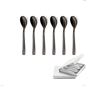 Confezione a libro 6 pezzi cucchiaini caff� EtoIle PVD Black, Acciaio 18/10 lucido, spessore 4 mm, PVD black