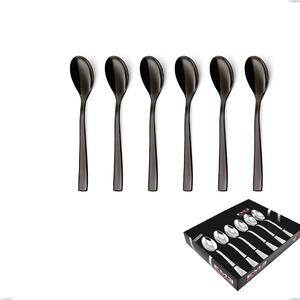 Confezione vetrina 6 pezzi caff� EtoIle PVD Black, Acciaio 18/10 lucido, spessore 4 mm, PVD black
