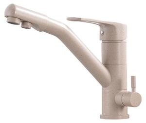 Rubinetto da cucina a tre vie, girevole, con attacco G3/8 pollici e filtro per l'acqua, color beige