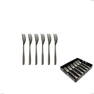 Confezione vetrina 6 pezzi forchettine dolce Eleven PVD Black, Acciaio inox 18.10, spessore 2,5 mm