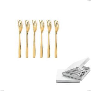 Confezione a libro 6 pezzi forchette dolce Eleven PVD Gold, Acciaio 18/10 lucido, spessore 2.5 mm, PVD oro- posate
