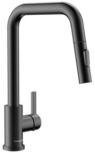 Rubinetto da cucina estraibile, nero, in acciaio inossidabile 304, girevole a 360°