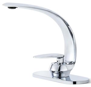 Miscelatore monocomando cromato, stile hotel, acqua fredda e calda, design minimalista