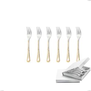 Confezione a libro 6 pezzi forchette dolce Firenze oro, acciaio 18-10, oro 24 carati , spessore 2.5 mm- posate