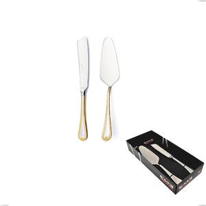 Confezione vetrina 2 pezzi dolce Firenze oro, acciaio 18-10, oro 24 carati , spessore 2.5 mm