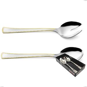 Confezione vetrina 2 pezzi insalata Galles oro, acciaio 18-10, oro 24 carati lucido, spessore 2 mm