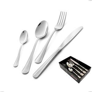 Servizio posate Galles inox 18/10 (AISI304) 24 PEZZI 6 posti tavola 2 mm Lucidato a Specchio- posate