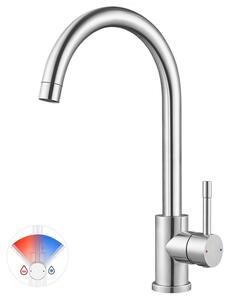 Miscelatore da cucina in acciaio inossidabile spazzolato, alta pressione, rotazione a 360°, a risparmio idrico, con aeratore in ABS, monocomando