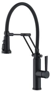 Miscelatore monocomando per lavello da cucina, con doccetta estraibile, 4 getti, colore nero