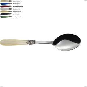 Cucchiaio da servizio georgian, Acciaio 18/10 AISI 304 Lucido manicatura acrilico perlato, lunghezza 237 mm