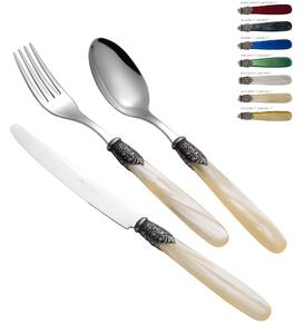 Servizio Posate Colorate Set 24 pezzi GEORGIAN in acciaio 18/10 (AISI304) manico in NYLON lavabili in lavastoviglie