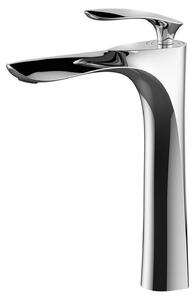 Rubinetto da bagno, argento; miscelatore per lavabo, ottone, design moderno, monoblocco, finitura cromata