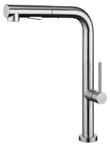 Rubinetto da cucina estraibile, alta pressione, finitura spazzolata, girevole a 360°