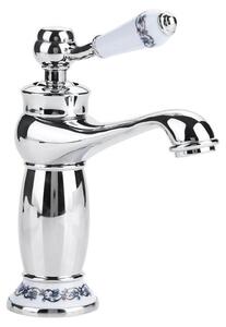 Miscelatore monocomando per lavabo, in ottone, stile vintage, finitura cromata