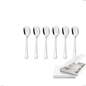 Confezione a libro 6 pezzi cucchiaini gelato Impero Argento 8 micron, Acciaio inox Aisi 304 Finitura Argentata, spessore argento 8 micron, spessore posata 3 mm