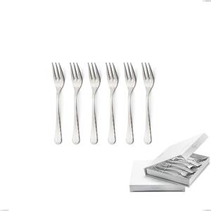 Confezione a libro 6 pezzi forchette dolce Impero Argento 8 micron, Acciaio inox Aisi 304 Finitura Argentata, spessore argento 8 micron, spessore posata 3 mm