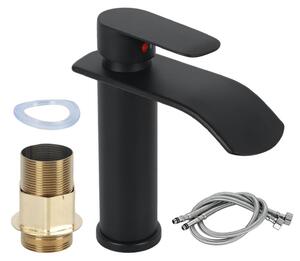 Miscelatore monocomando in acciaio inossidabile, modello "waterfall", per lavabo, con tubi da 2x3/8" per l'acqua fredda e calda