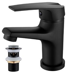 Miscelatore monocomando nero per lavabo da bagno, in ottone, attacco G3/8