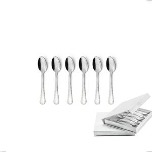 Confezione a libro 6 pezzi cucchiaino moka Impero Argento 8 micron, Acciaio inox Aisi 304 Finitura Argentata, spessore argento 8 micron, spessore posata 3 mm