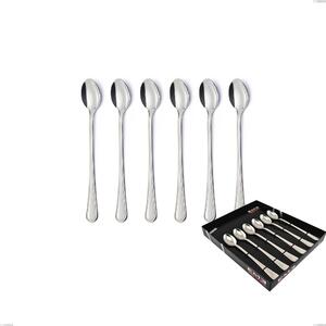 Confezione vetrina 6 pezzi cucchiaini bibita Impero Argento 8 micron, Acciaio inox Aisi 304 Finitura Argentata, spessore argento 8 micron, spessore posata 3 mm