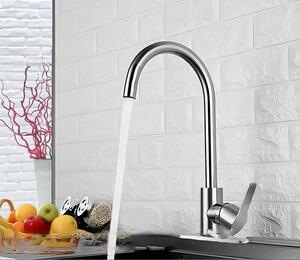 Miscelatore per lavello da cucina, acciaio inossidabile, girevole a 360°, per acqua fredda e calda
