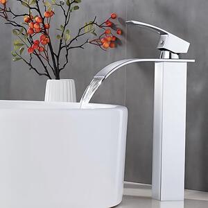 Miscelatore monocomando per lavabo a cascata, in acciaio inossidabile, ottone, cromo