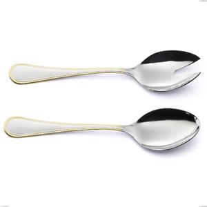 Coppia insalata Impero oro, acciaio 18-10, oro 24 carati lucido, spessore 2.5 mm, lunghezza 233 mm