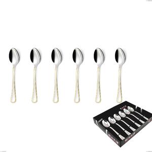 Confezione vetrina 6 pezzi caff� Impero oro, acciaio 18-10, oro 24 carati lucido, spessore 2.5 mm