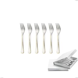 Confezione a libro 6 pezzi forchette dolce Impero oro, acciaio 18-10, oro 24 carati lucido, spessore 2.5 mm- posate