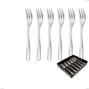 Confezione vetrina 6 pezzi forchettine dolce infinity Sabbiato , Acciaio 18/10 (aisi 304 ) incisione laser, spessore 2.5 mm